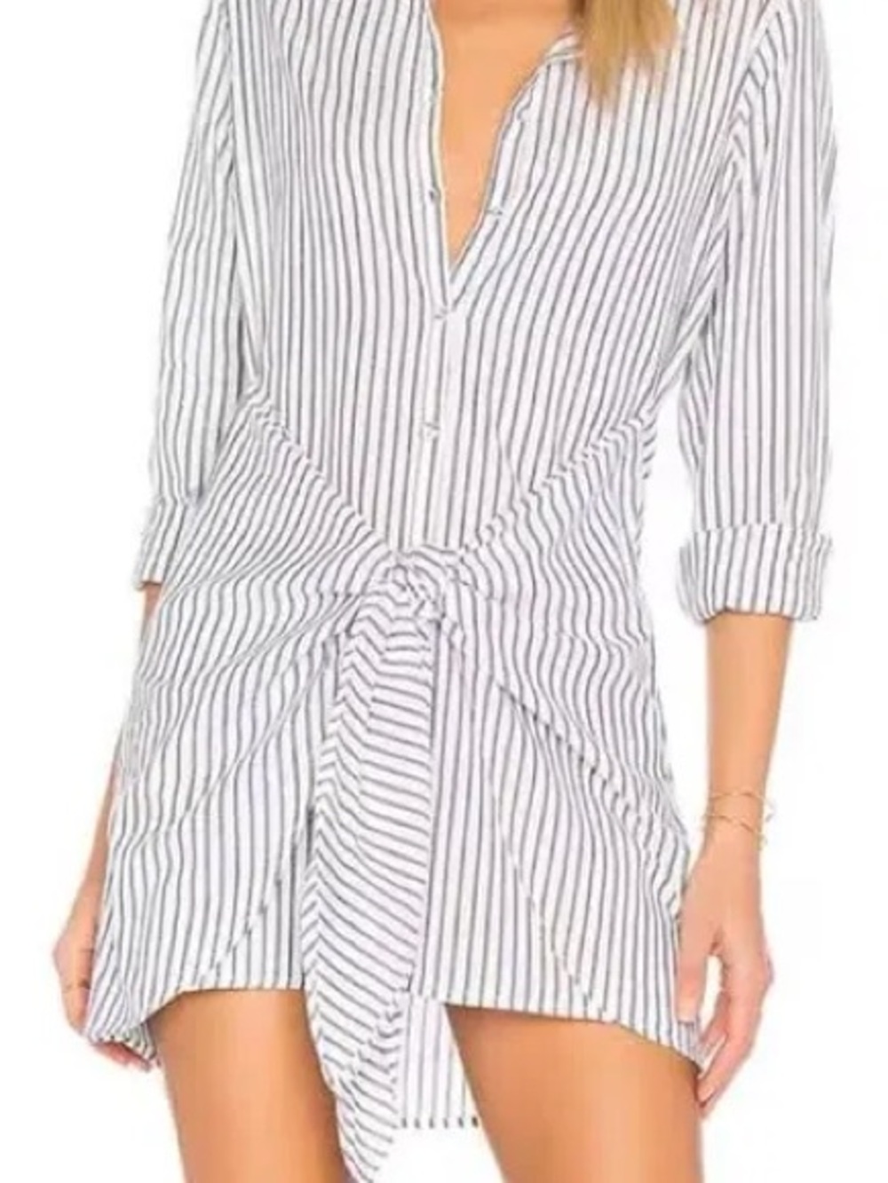 L'Academie White and Navy Vertical Stripe Shirt